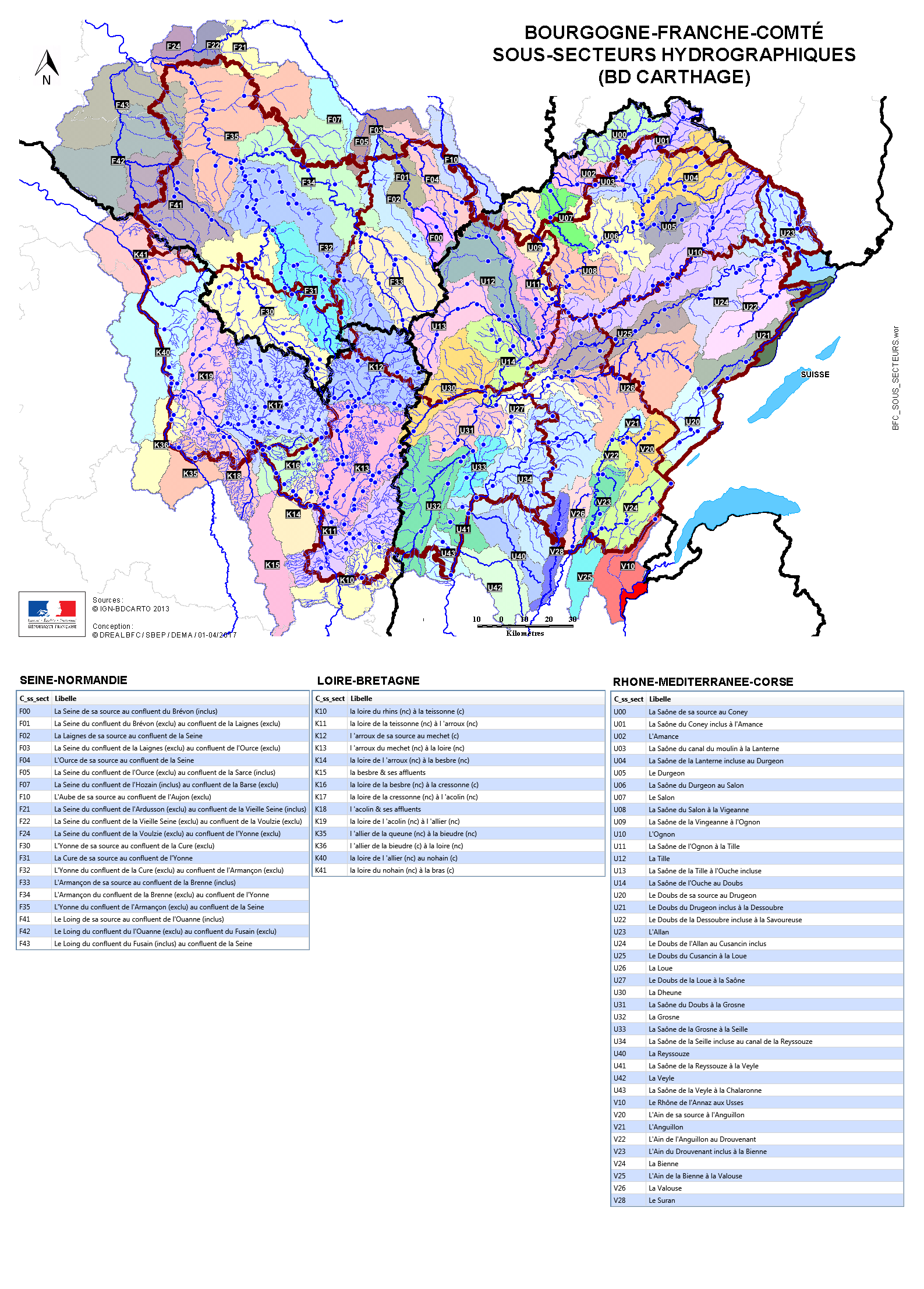 Carte des bassins