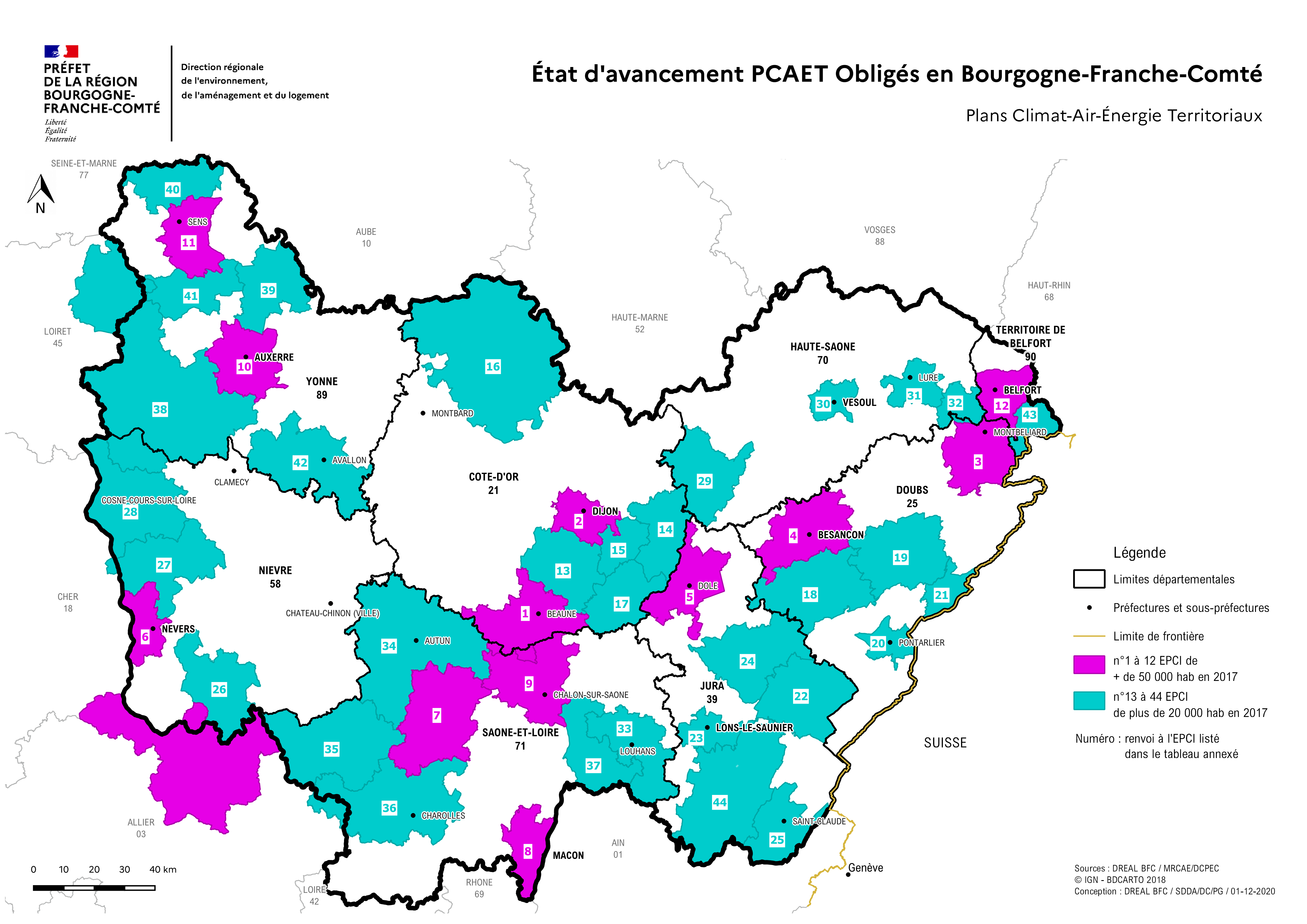 Cartographie des PCAET obligés en Bourgogne-Franche-Comté en grand format (nouvelle fenêtre)