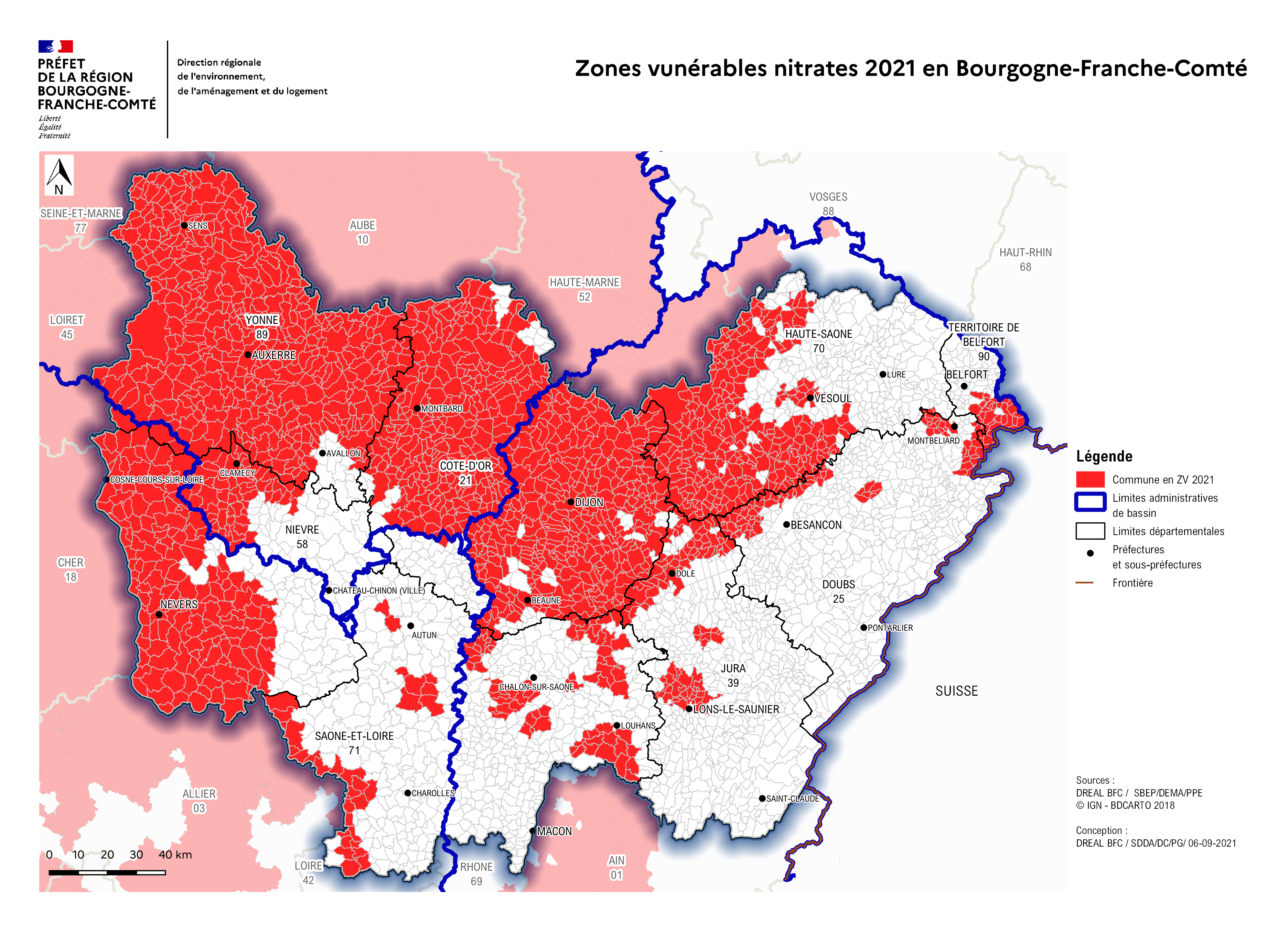 carte-zone-vulnerable-directive-nitrate-bourgogne-franche-comte